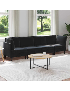 Set di mobili per il soggiorno con cuscino 4 pcs Nero Velluto