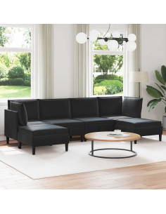Set di mobili per il soggiorno con cuscino 6 pcs Nero Velluto