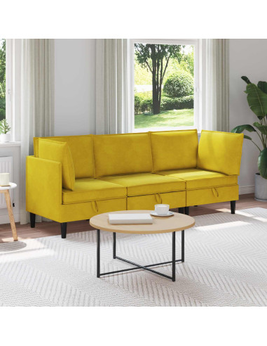 Set di mobili per il soggiorno con cuscino 3 pcs Giallo Velluto