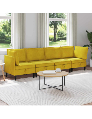 Set di mobili per il soggiorno con cuscino 4 pcs Giallo Velluto
