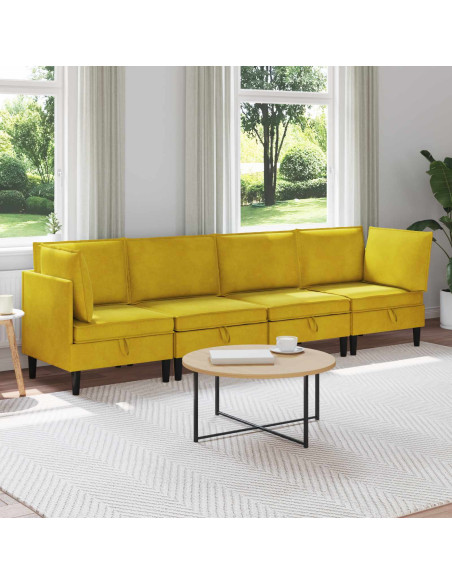 Set di mobili per il soggiorno con cuscino 4 pcs Giallo Velluto
