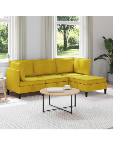 Set di mobili per il soggiorno con cuscino 4 pcs Giallo Velluto