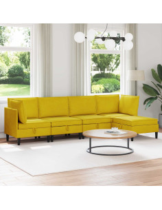 Set di mobili per il soggiorno con cuscino 5 pcs Giallo Velluto
