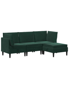 Set di mobili per il soggiorno 4 pcs Verde Scuro Velluto 2