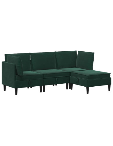 Set di mobili per il soggiorno 4 pcs Verde Scuro Velluto