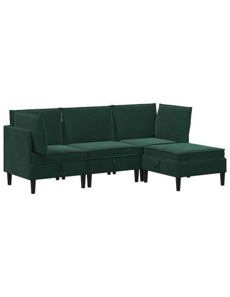 Set di mobili per il soggiorno 4 pcs Verde Scuro Velluto