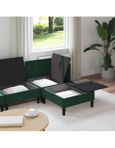 Set di mobili per il soggiorno 4 pcs Verde Scuro Velluto
