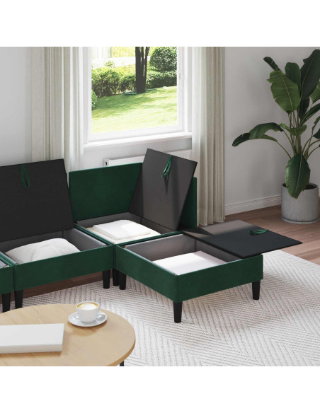 Set di mobili per il soggiorno 4 pcs Verde Scuro Velluto