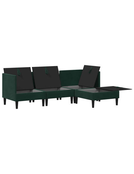 Set di mobili per il soggiorno 4 pcs Verde Scuro Velluto