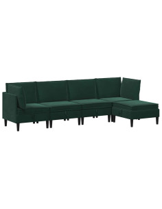 Set di mobili per il soggiorno 5 pcs Verde Scuro Velluto 2