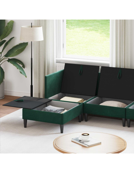 Set di mobili per il soggiorno 5 pcs Verde Scuro Velluto