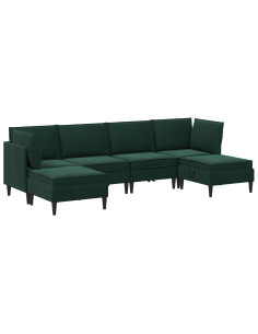 Set di mobili per il soggiorno 6 pcs Verde Scuro Velluto 2