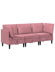 Set di mobili per il soggiorno con cuscino 3 pcs Rosa Velluto 2