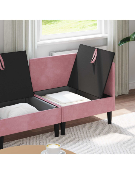 Set di mobili per il soggiorno con cuscino 3 pcs Rosa Velluto