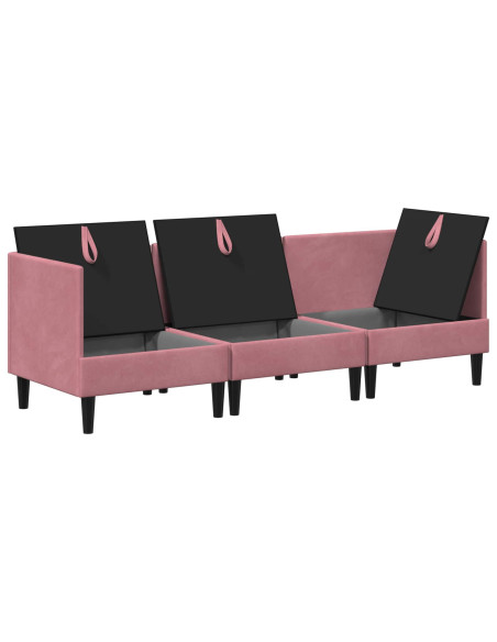 Set di mobili per il soggiorno con cuscino 3 pcs Rosa Velluto