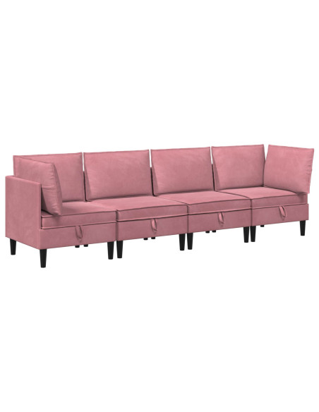 Set di mobili per il soggiorno con cuscino 4 pcs Rosa Velluto