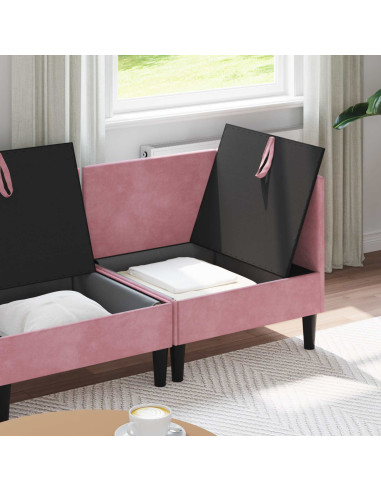 Set di mobili per il soggiorno con cuscino 4 pcs Rosa Velluto