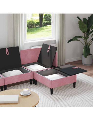 Set di mobili per il soggiorno con cuscino 4 pcs Rosa Velluto