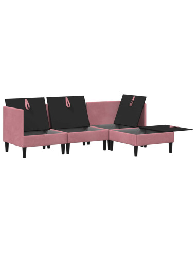 Set di mobili per il soggiorno con cuscino 4 pcs Rosa Velluto