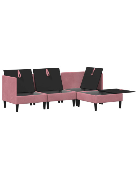 Set di mobili per il soggiorno con cuscino 4 pcs Rosa Velluto