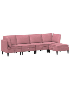 Set di mobili per il soggiorno con cuscino 5 pcs Rosa Velluto 2