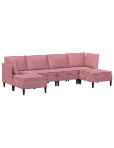 Set di mobili per il soggiorno con cuscino 6 pcs Rosa Velluto 2