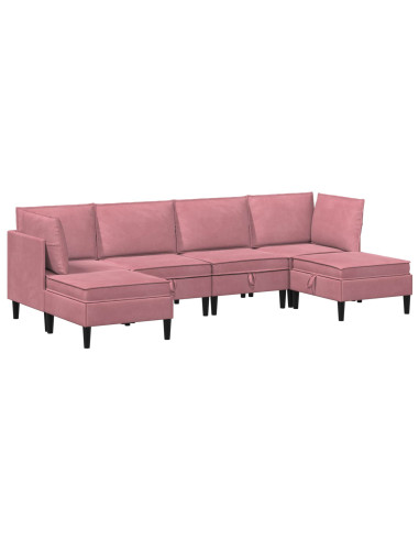 Set di mobili per il soggiorno con cuscino 6 pcs Rosa Velluto