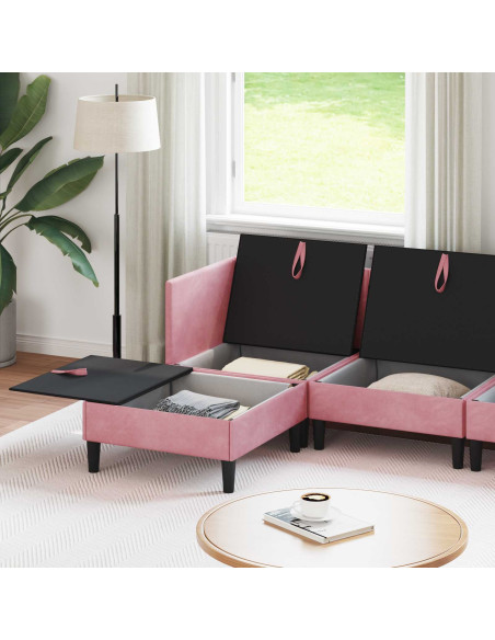 Set di mobili per il soggiorno con cuscino 6 pcs Rosa Velluto