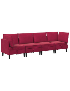 Set di mobili per il soggiorno 4 pcs Rosso Vino Velluto 2