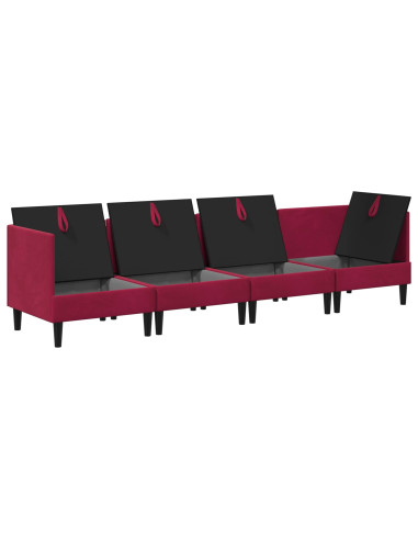 Set di mobili per il soggiorno 4 pcs Rosso Vino Velluto