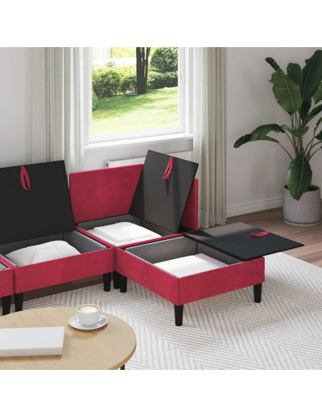 Set di mobili per il soggiorno 4 pcs Rosso Vino Velluto