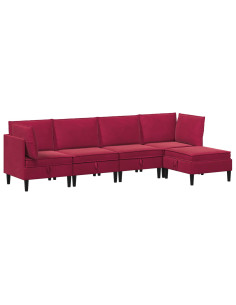Set di mobili per il soggiorno 5 pcs Rosso Vino Velluto 2