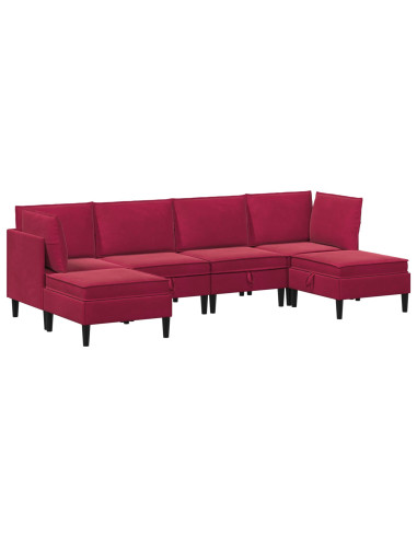 Set di mobili per il soggiorno 6 pcs Rosso Vino Velluto