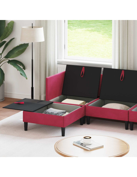 Set di mobili per il soggiorno 6 pcs Rosso Vino Velluto