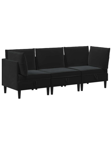 Set di mobili per il soggiorno con cuscino 3 pcs Nero Velluto