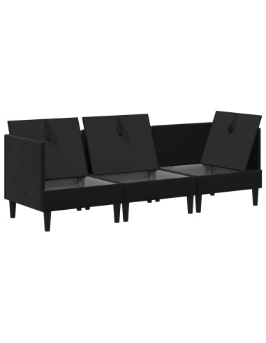 Set di mobili per il soggiorno con cuscino 3 pcs Nero Velluto