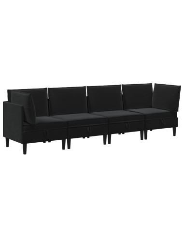 Set di mobili per il soggiorno con cuscino 4 pcs Nero Velluto