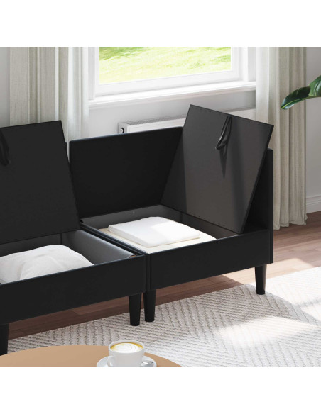 Set di mobili per il soggiorno con cuscino 4 pcs Nero Velluto