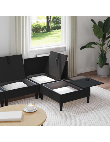 Set di mobili per il soggiorno con cuscino 4 pcs Nero Velluto