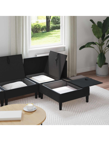 Set di mobili per il soggiorno con cuscino 4 pcs Nero Velluto