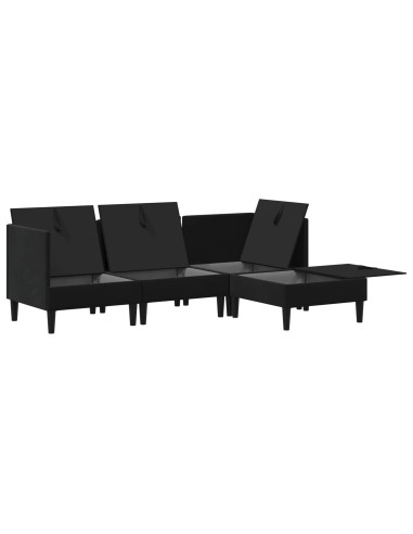 Set di mobili per il soggiorno con cuscino 4 pcs Nero Velluto