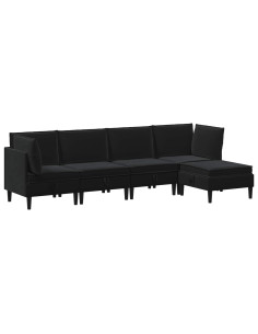Set di mobili per il soggiorno con cuscino 5 pcs Nero Velluto 2