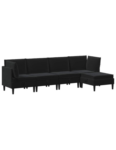 Set di mobili per il soggiorno con cuscino 5 pcs Nero Velluto