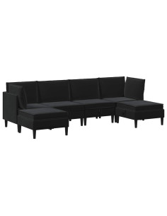 Set di mobili per il soggiorno con cuscino 6 pcs Nero Velluto 2
