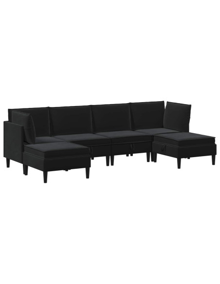 Set di mobili per il soggiorno con cuscino 6 pcs Nero Velluto