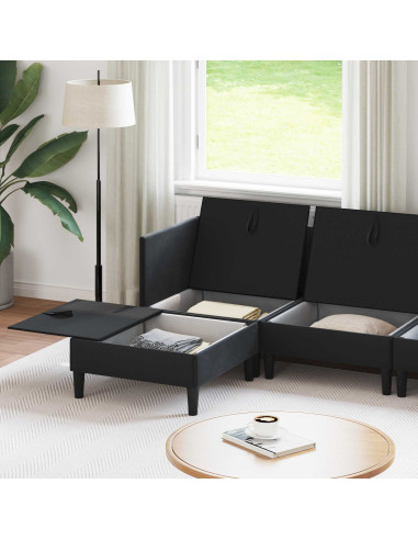 Set di mobili per il soggiorno con cuscino 6 pcs Nero Velluto