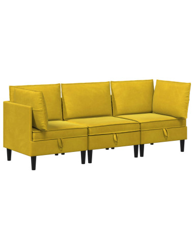 Set di mobili per il soggiorno con cuscino 3 pcs Giallo Velluto