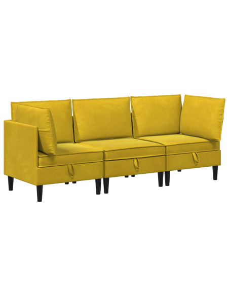 Set di mobili per il soggiorno con cuscino 3 pcs Giallo Velluto