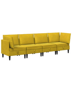 Set di mobili per il soggiorno con cuscino 4 pcs Giallo Velluto 2
