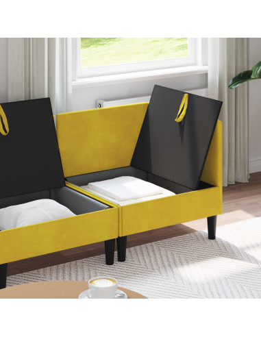 Set di mobili per il soggiorno con cuscino 4 pcs Giallo Velluto